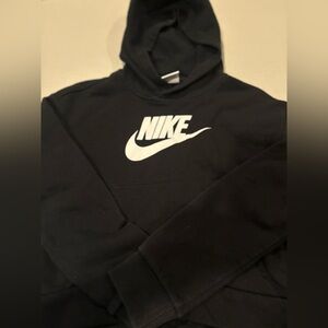 Nike Kids Black Hoodie with White Logo